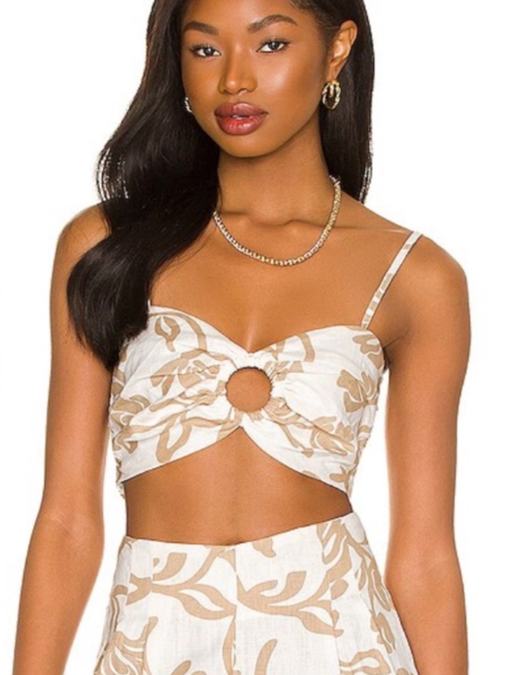 Faithfull the Brand 100% Linen Liberta Crop Top in Ensola Print Women’s Small - Picture 2 of 9